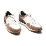 Beaux, U-Tip Laceup Trainers - White/Beige | Smart Casuals