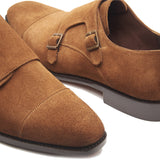 Aspen, Double Monk Strap - Tan Suede | Hand Welted Summer Classics