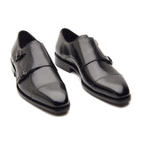 Leon, Cap-toe Double Monk Strap - Black | Hand Welted Classics Collection