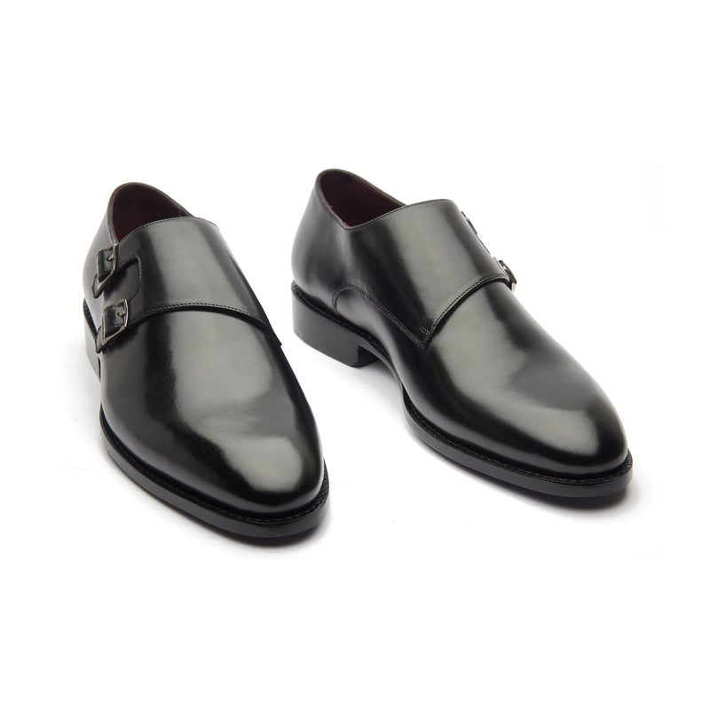 James, Spiral Double Monk - Black Calf | Hand Welted | Premium Collection