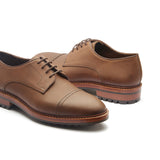 Junior, Cap-Toe Derby Shoe - Brown Waxy Pull-up | Hand Welted New Age