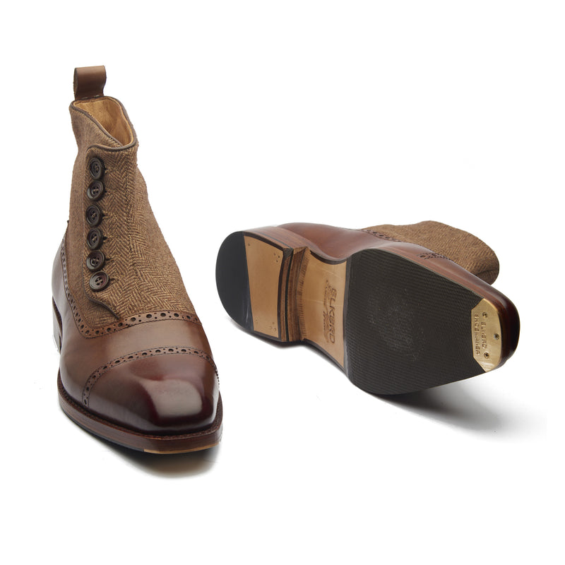 Victor, Button Boot -Mid Brown | Hand Welted | Classics Collection