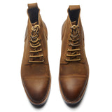 Dixon, Cap-Toe Derby Boot - CF Stead Waxy Suede Wheatbuck | Hand Welted Service Boots