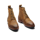 Dixon, Cap-Toe Derby Boot - CF Stead Waxy Suede Wheatbuck | Hand Welted Service Boots