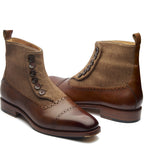 Victor, Button Boot -Mid Brown | Hand Welted | Classics Collection