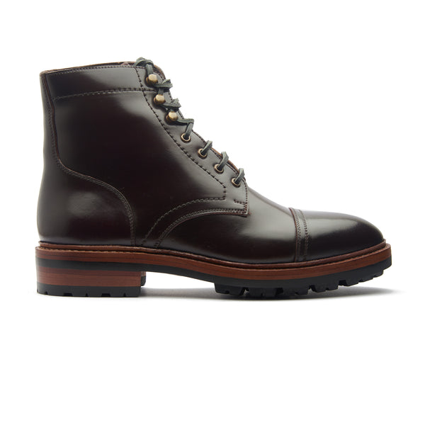 Dixon, Cap-Toe Derby Boot - Shell Cordovan Color#8 | Hand Welted Cordovan Series