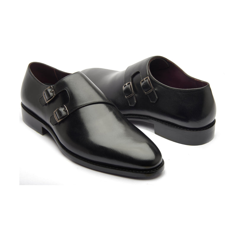 James, Spiral Double Monk - Black Calf | Hand Welted | Premium Collection