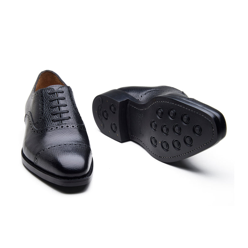 Bemer-X, Quarter Brogue Oxford - Horween Hatch-grain Black | Hand Welted Contemporary Classics