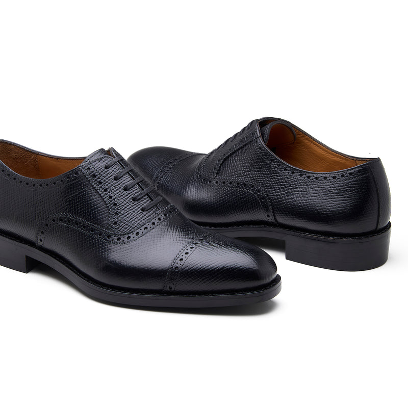 Bemer-X, Quarter Brogue Oxford - Horween Hatch-grain Black | Hand Welted Contemporary Classics