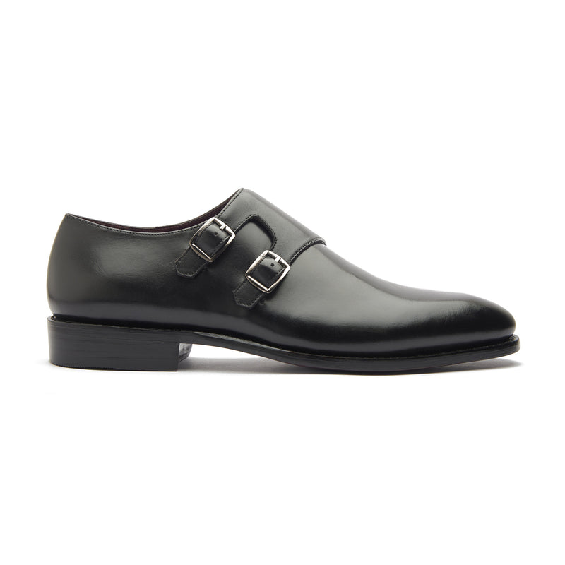 James, Spiral Double Monk - Black Calf | Hand Welted | Premium Collection