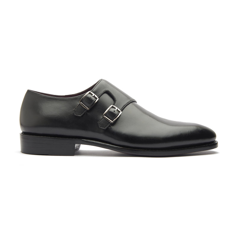 James, Spiral Double Monk - Black Calf | Hand Welted Premium Collection