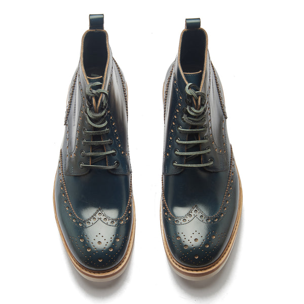 Montero, Wingtip Derby Boot - Navy Chromexcel | New Age