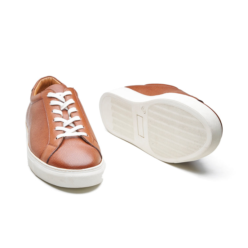 Prydz, Lace-up Sneaker - Cognac Pebble Grain | Smart Casuals