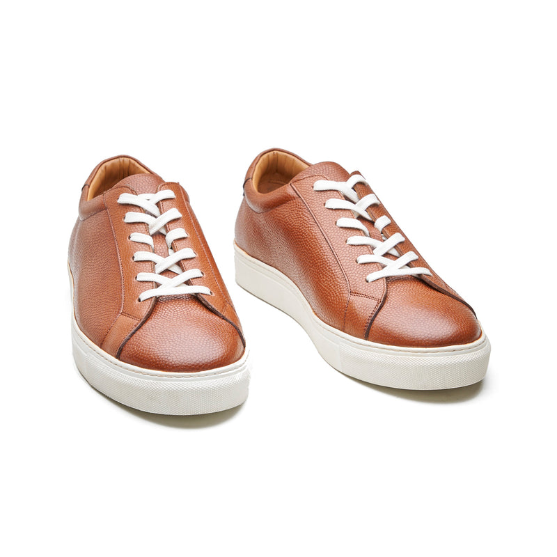 Prydz, Lace-up Sneaker - Cognac Pebble Grain | Smart Casuals