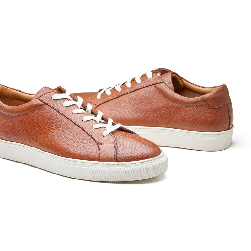 Prydz, Lace-up Sneaker - Cognac Pebble Grain | Smart Casuals