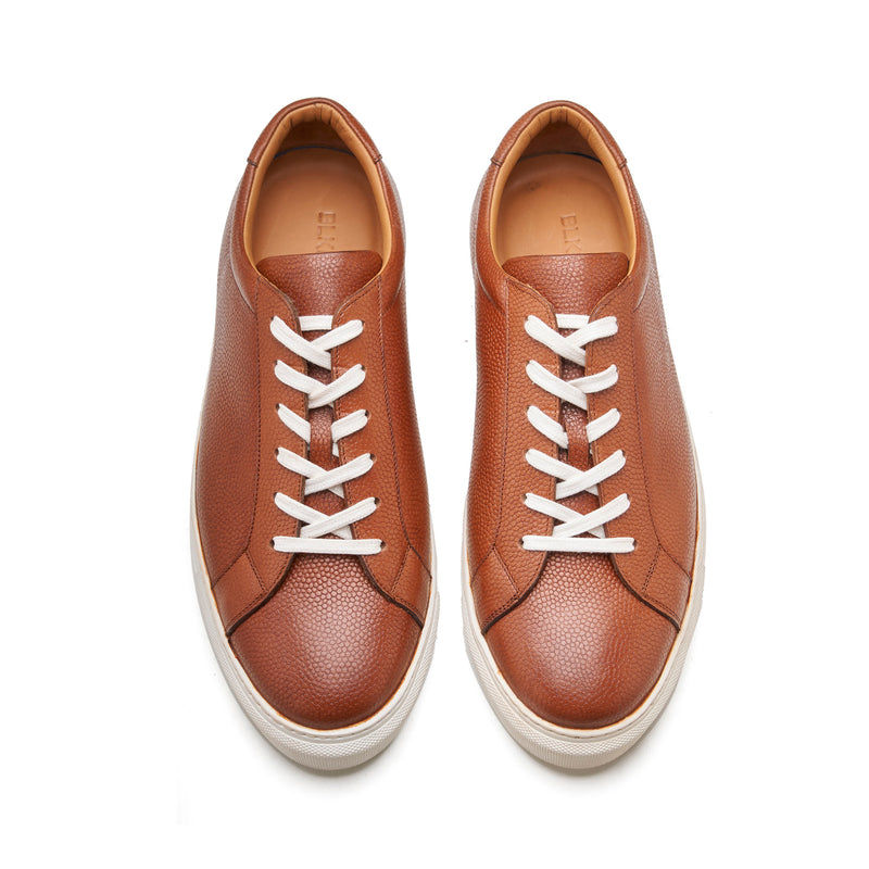 Prydz, Lace-up Sneaker - Cognac Pebble Grain | Smart Casuals