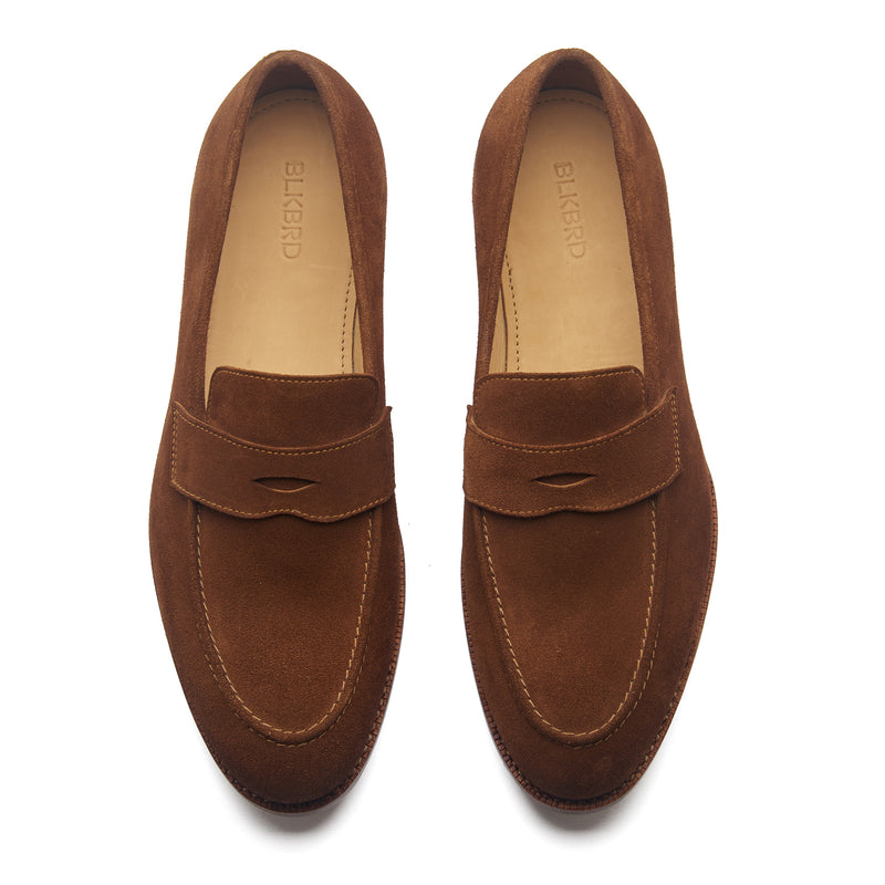 Aurus, Penny Loafer - French Brown Calf Suede | Hand Welted Summer Classics