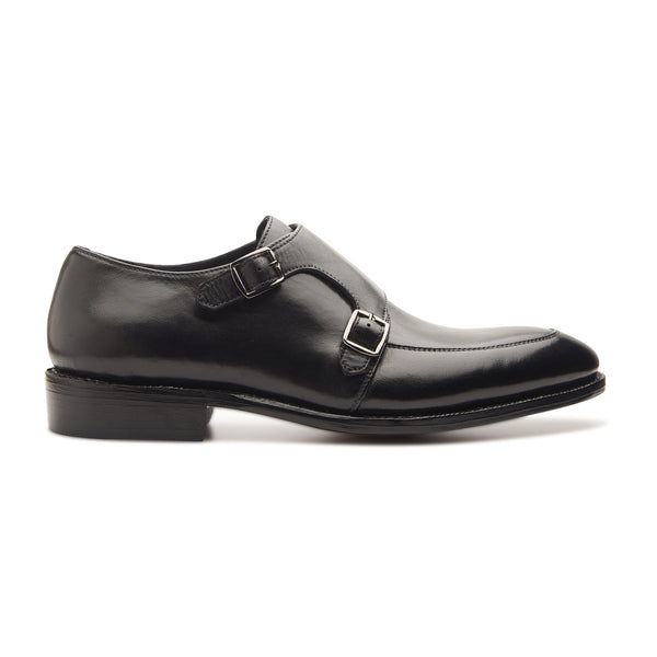 Luigi, Double Monk Strap - Black | Hand Welted | Classics Collection