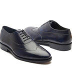 Jürgen, Austerity Wingtip Spiral Oxford - Navy Museum Calf | Hand Welted Spiral Collection