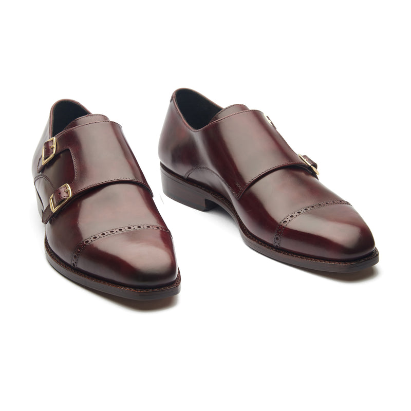 Aspen, Double Monk Strap - Burgundy Museum Calf | Hand Welted Contemporary Classics