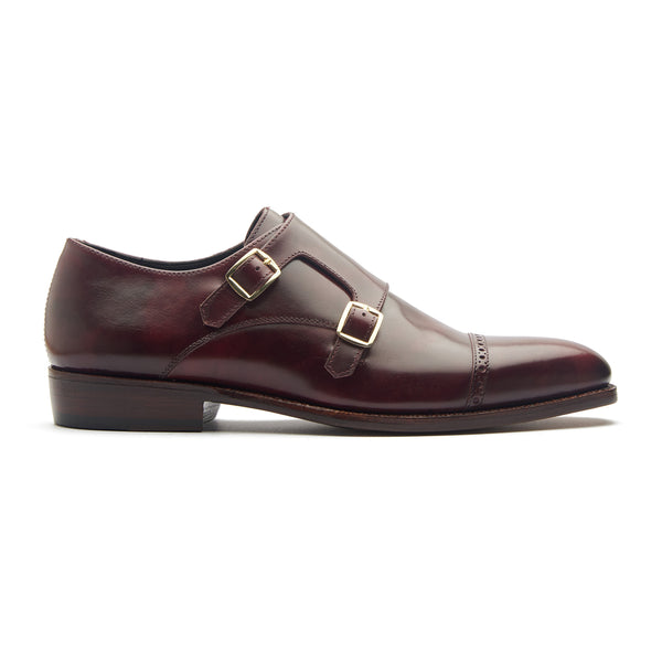 Aspen, Double Monk Strap - Burgundy Museum Calf | Hand Welted Contemporary Classics