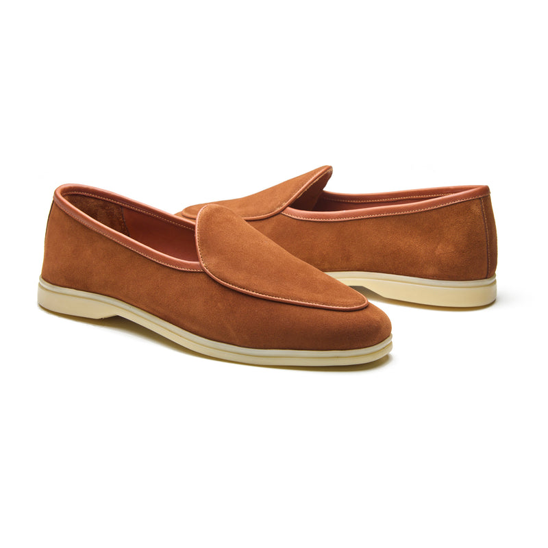 Lorenzo, Belgian Loafer - Castorino Suede Tan| Unlined Flex Collection