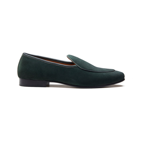 Lorenzo, Belgian Loafer - Castorino Suede Bottle Green | Blake Stitched | Classics Collection