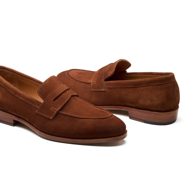 Denver, Penny Loafer - Castorino Suede French Brown | Hand Welted Classics Collection