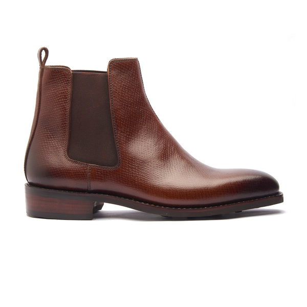 Destrier, Chelsea Boot - Cognac Hatchgrain | Hand Welted Contemporary Classics