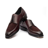 Ingrid-X, Split Toe Blucher Derby - Burgundy Hatch-grain & Suede | Hand Welted Contemporary Classics