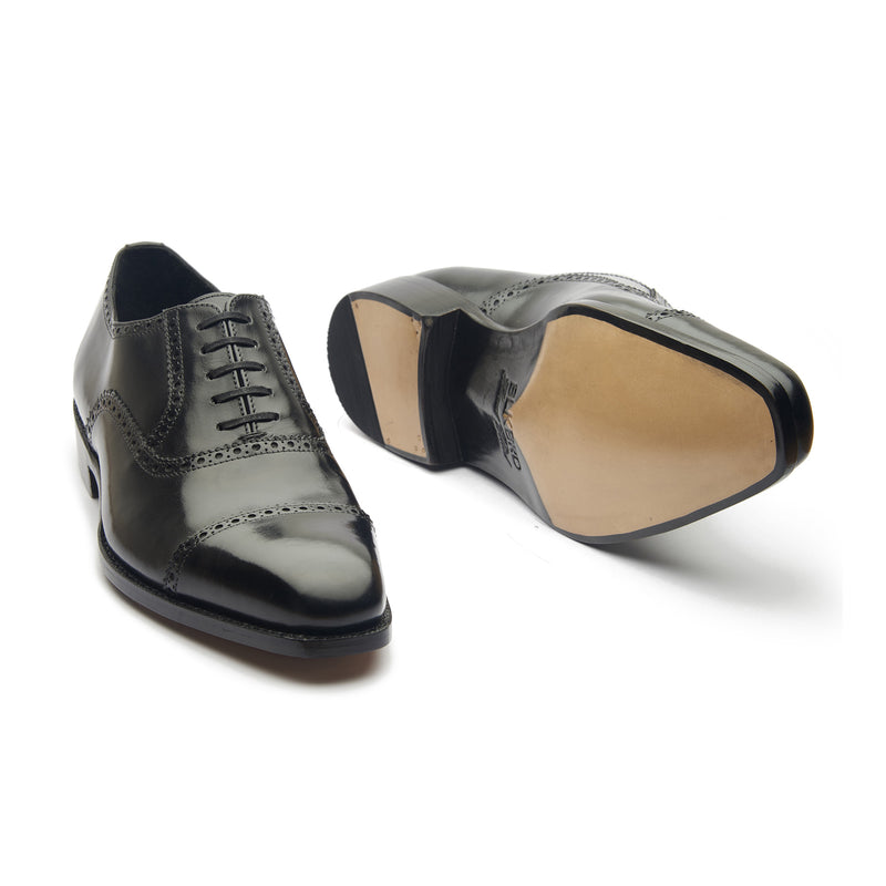 Bemer-X, Quarter Brogue Oxford - Black Box Calf | Hand Welted Classics