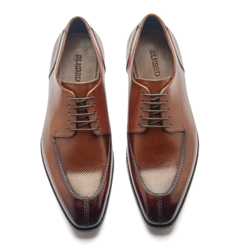 Ingrid-X, Split Toe Blucher Derby - Cognac Hatch Grain | Hand Welted Contemporary Classics