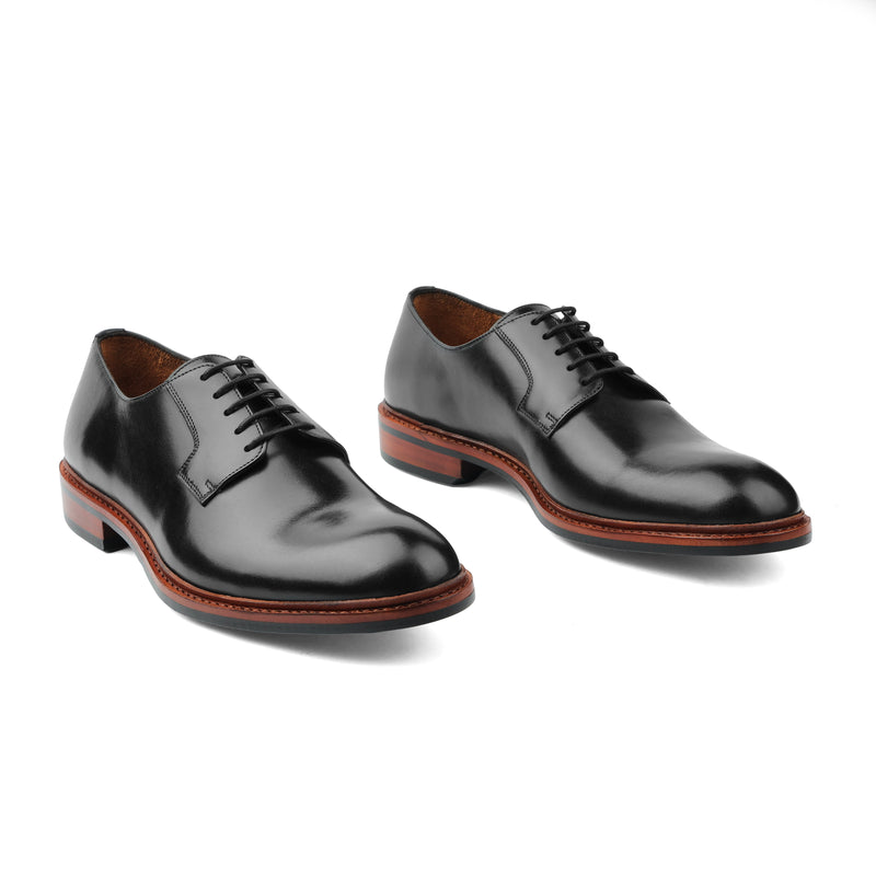 Luke, Blucher Derby - Black Hidro Pullup | Handwelted Classics