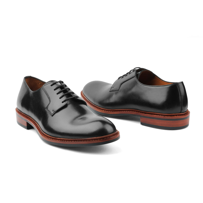 Luke, Blucher Derby - Black Hidro Pullup | Handwelted Classics
