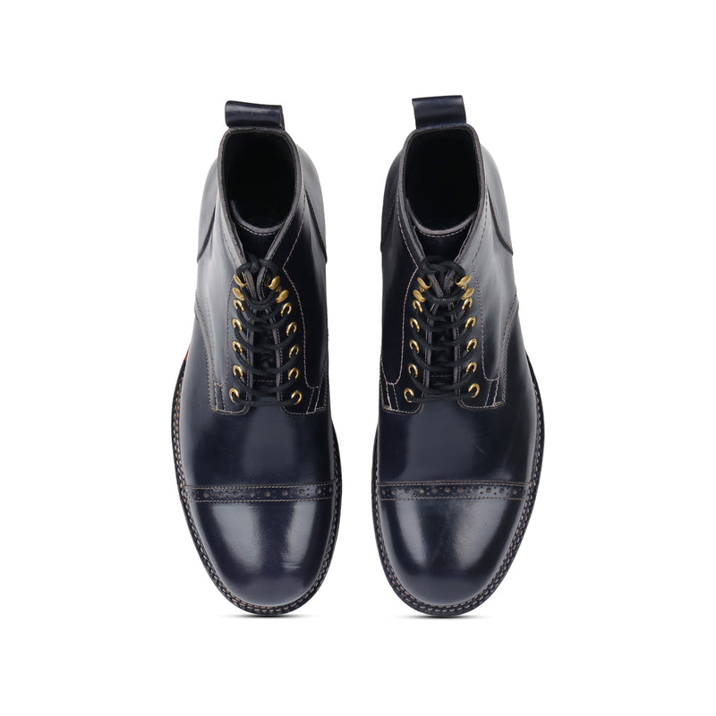 Luchador Z Service Boot Dark Navy Horserump Boots 3.0 BLKBRD SHOEMAKER HAND WELTED SHOES HANDCRAFTED IN INDIA