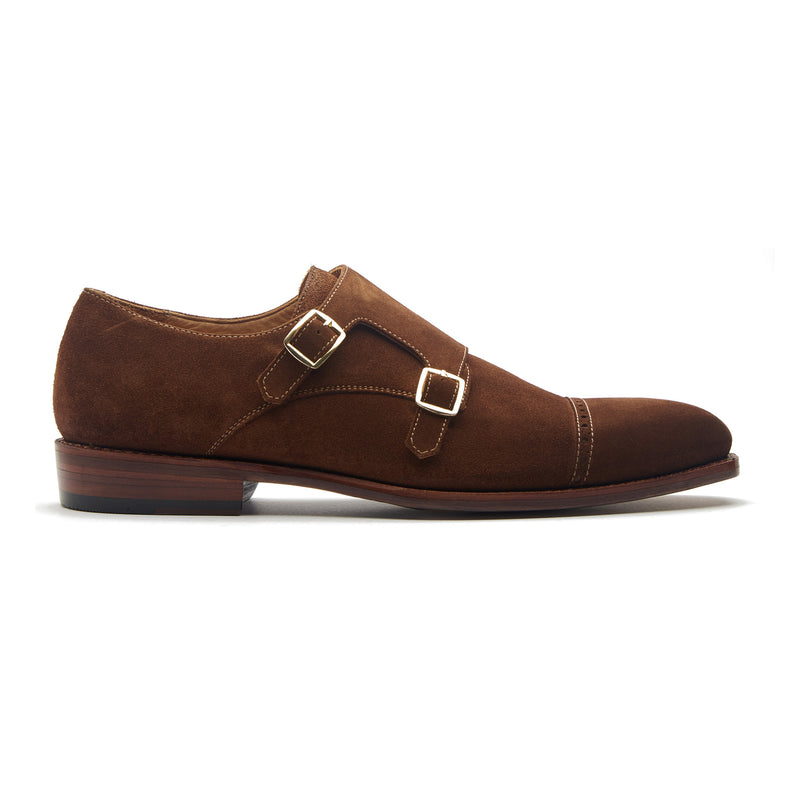 Aspen, Double Monk Strap - French Brown Calf Suede | Summer Classics