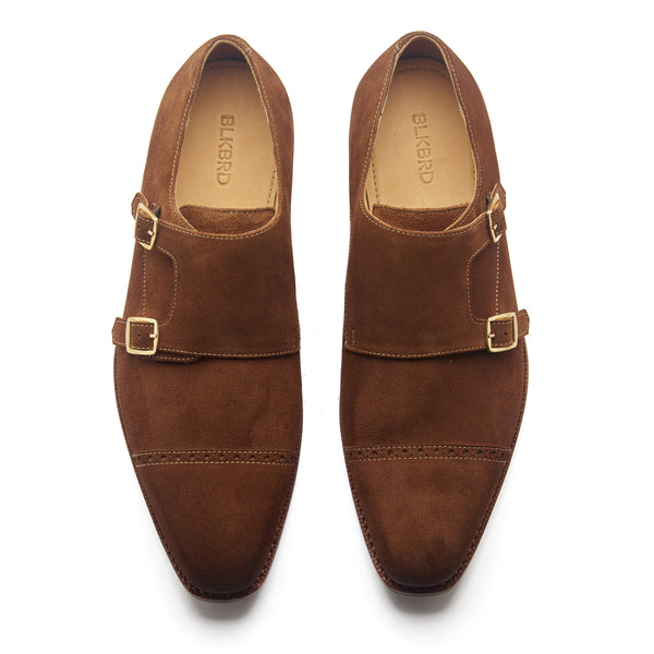 Aspen, Double Monk Strap - French Brown Calf Suede | Summer Classics