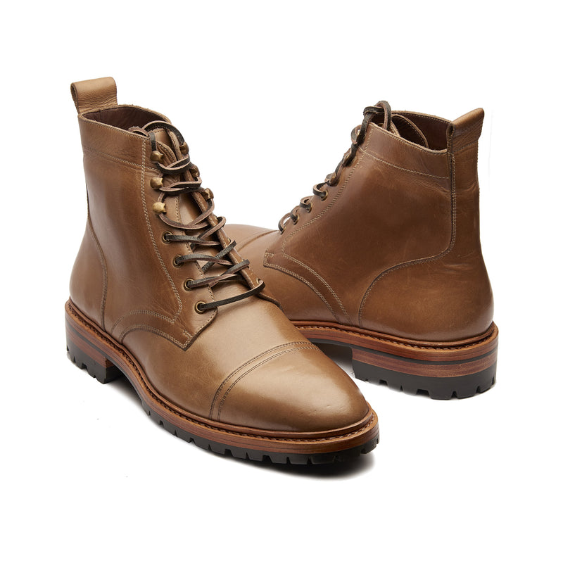 Dixon Cap Toe Derby Boot Natural Chromexcel Hand Welted Service B BLKBRD SHOEMAKER HAND WELTED SHOES HANDCRAFTED IN INDIA