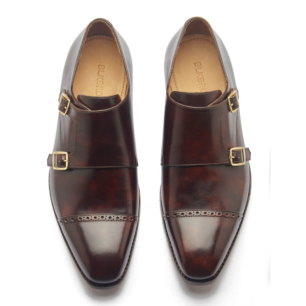 Aspen, Double Monk Strap - Chestnut Museum Calf | Hand Welted Contemporary Classics