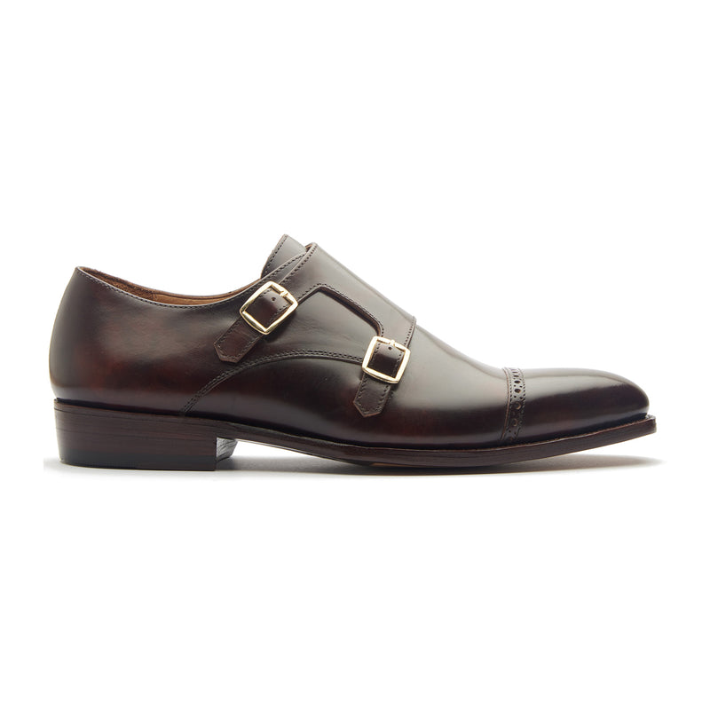 Aspen, Double Monk Strap - Chestnut Museum Calf | Hand Welted Contemporary Classics