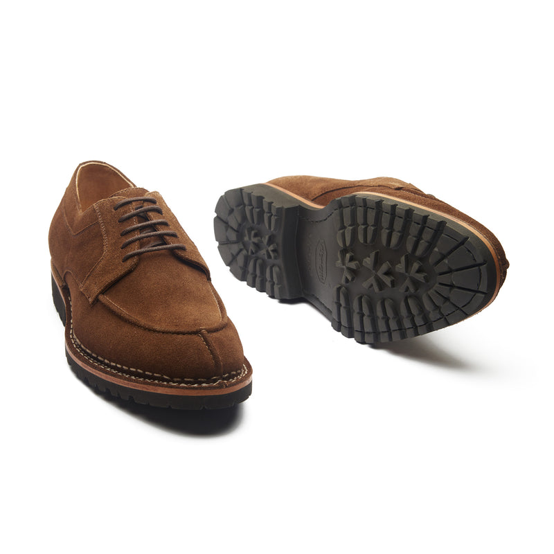 Aurora, Split Toe Derby - Snuff Repello Suede | Norwegian Construction | Hand Welted New Age