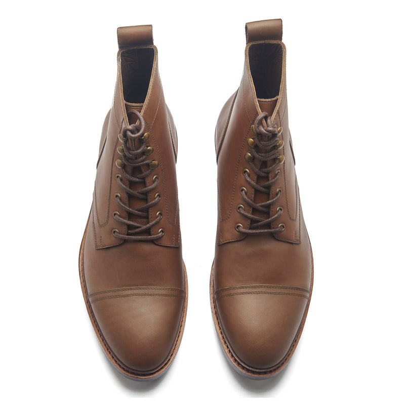 Dixon, Cap-Toe Derby Boot - Brown Pullup | Hand Welted Stout Boots