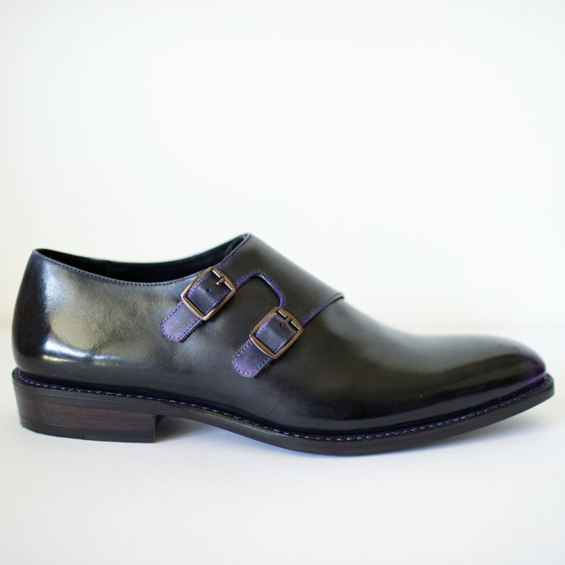 SABRE, SPIRAL DOUBLE MONK STRAP - Midnight Mulberry | PATINA COLLECTION