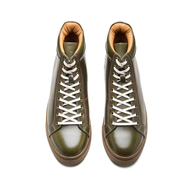 Kaiser, High Top Work Sneaker - Olive Pullup | Smart Casuals