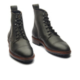 Dixon, Cap-Toe Derby Boot - Black Pullup | Hand Welted Stout Boots