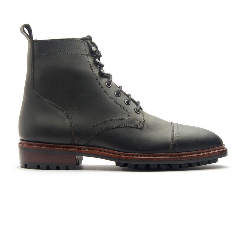 Dixon, Cap-Toe Derby Boot - Black Pullup | Hand Welted Stout Boots