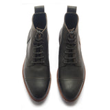 Dixon, Cap-Toe Derby Boot - Black Pullup | Hand Welted Stout Boots