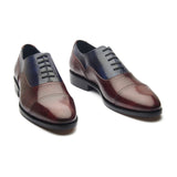 Enzo, Contemporary Balmoral - Navy & Burgundy Museum Calf | Hand Welted Contemporary Classics