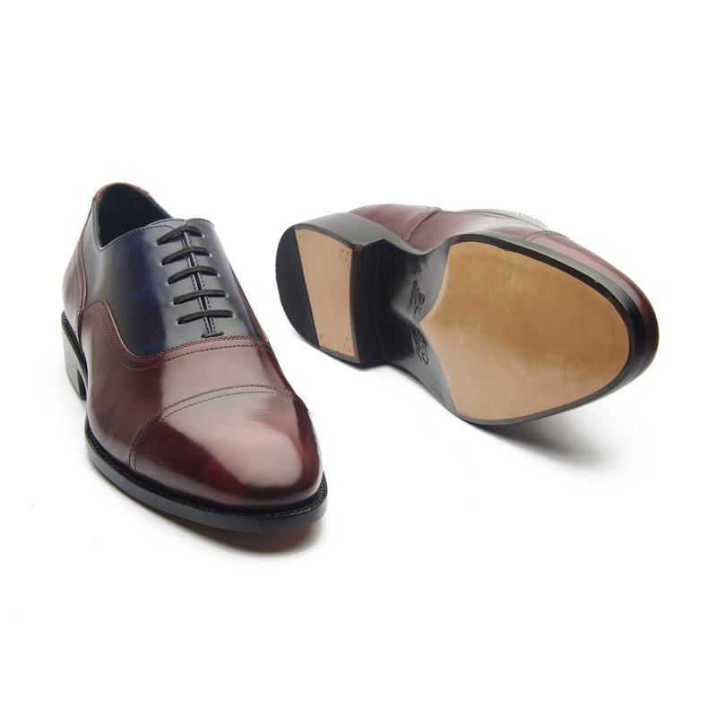 Enzo, Contemporary Balmoral - Navy & Burgundy Museum Calf | Hand Welted Contemporary Classics