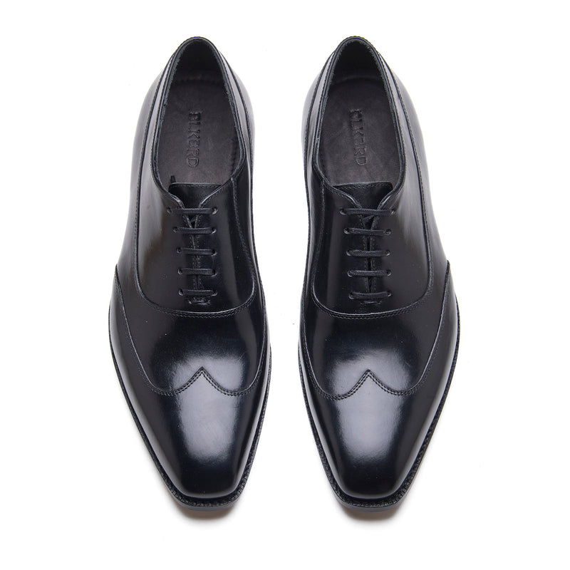 Jürgen-Z, Spiral Austerity Wingtip Oxford - Black Calf | Hand Welted Spiral Collection